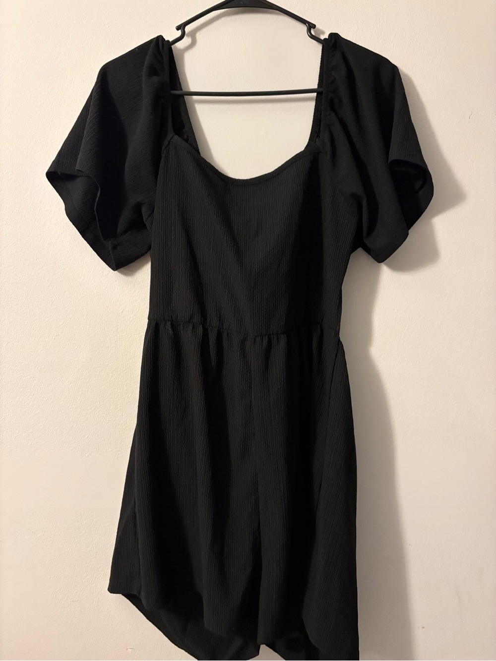 SHEIN Black Puff Sleeve Square Neck Jumpsuit